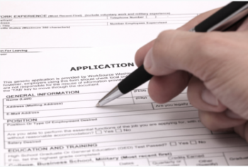 Filling out an application form