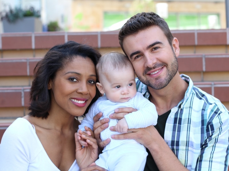 Happy interracial family. Concept of DACA renewal